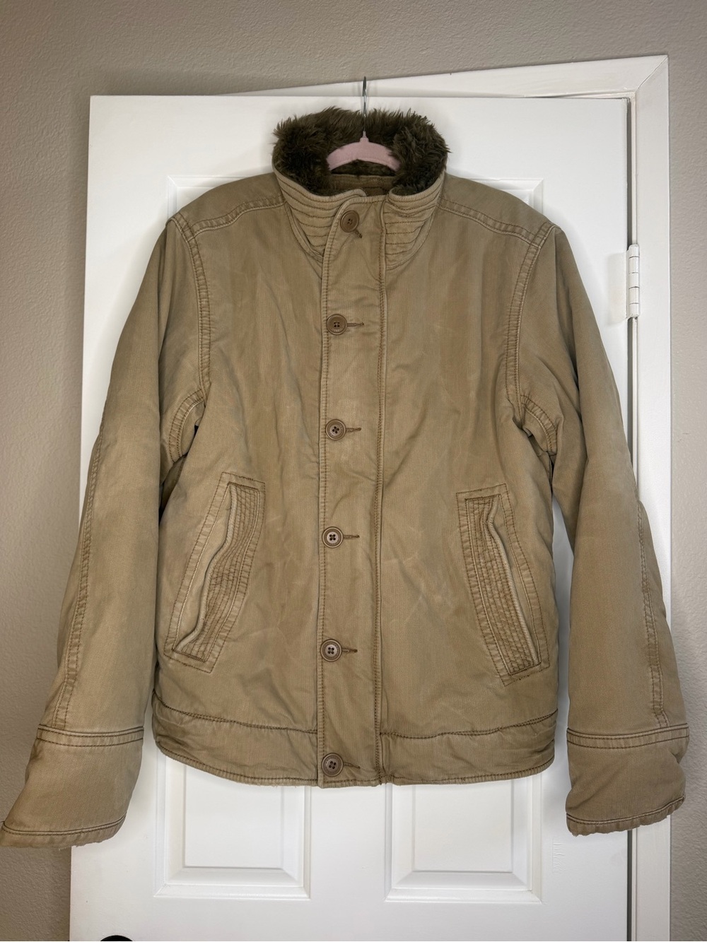Vintage Abercrombie & Fitch Men's Adirondack Faux Fur Y2K Jacket SZ M